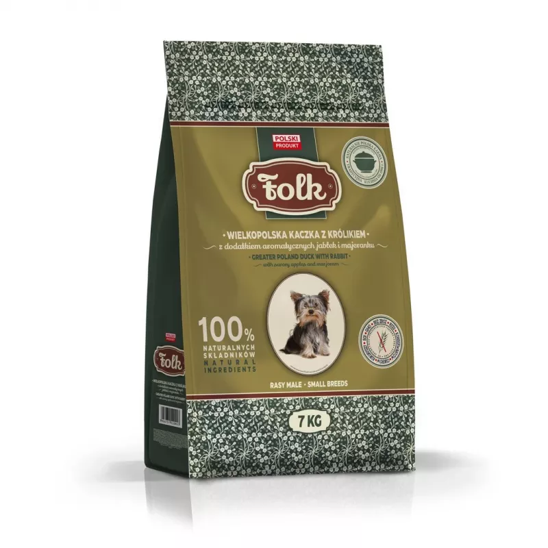 FOLK Small breeds Traditional Greater Poland part, küüliku, õunte ja majoraaniga - kuivtoit koertele - 7kg