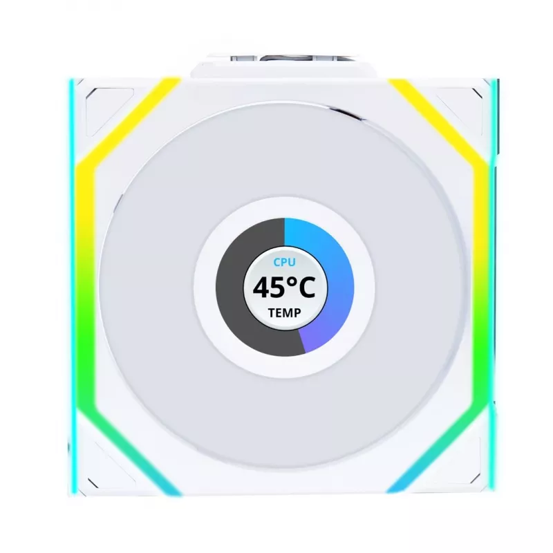 Fan Lian Li UNI FAN SL Wireless LCD 120 12 cm Valge 29.5 dB 50.08 cfm