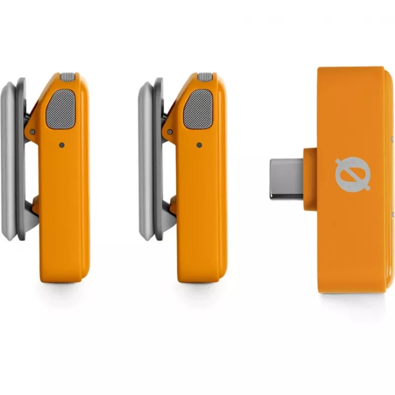 Juhtmevaba mikrofon Rode Wireless Micro (WIMICROCORA) – kompaktne rinnamikrofoni tüüpi süsteem oranžis värvitoonis