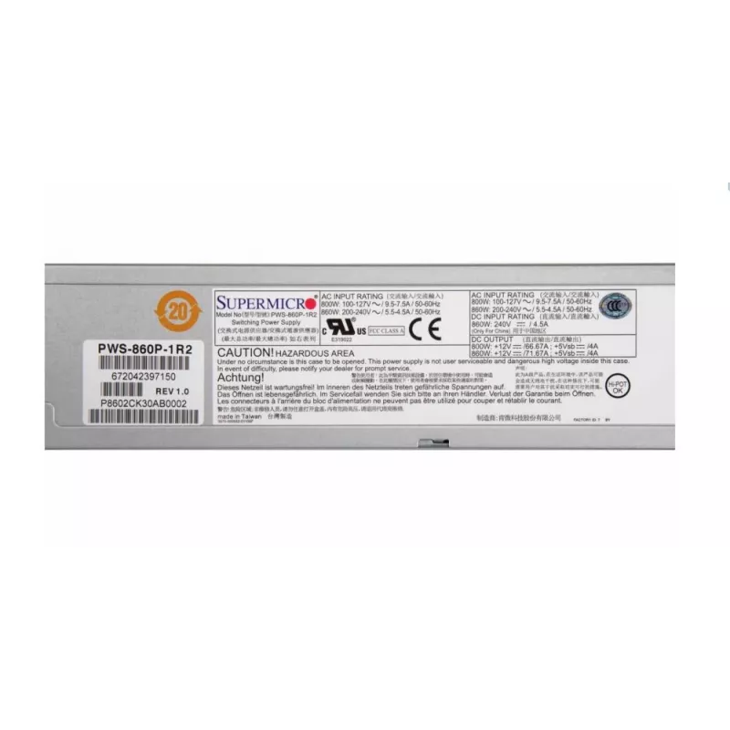 Serveri tarvik Psu 860W REDUNDANT/PWS-860P-1R2 Supermicro
