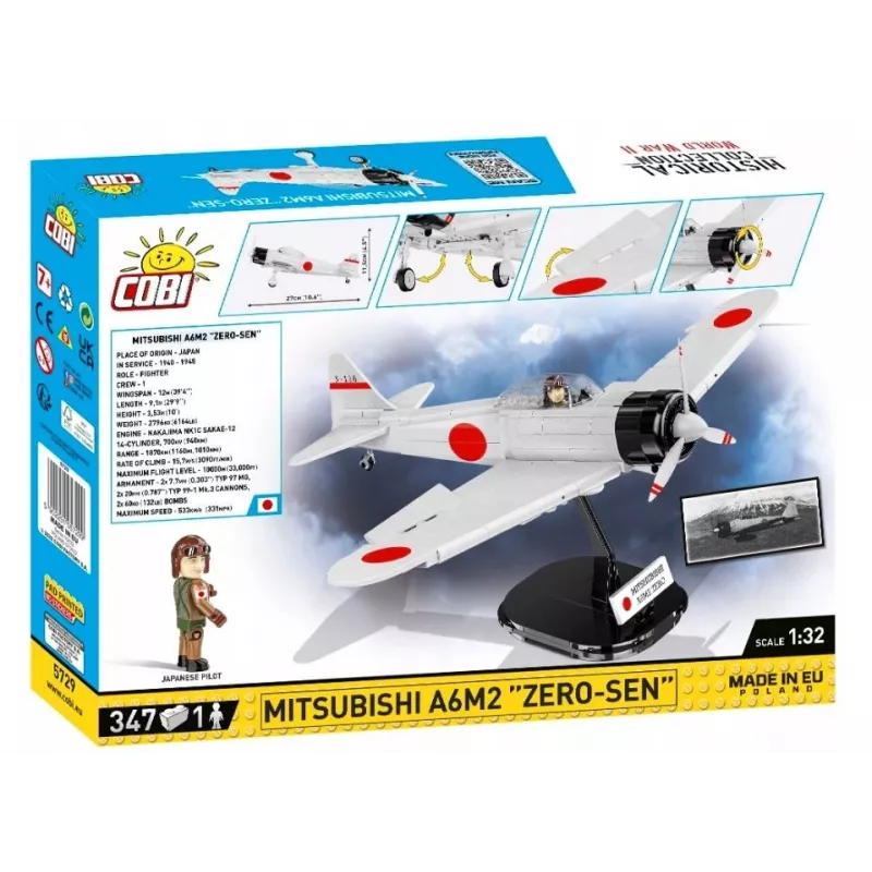 Ehituskomplekt Cobi Mitsubishi A6M2 “Zero-Sen” — 347 tk, soovitatav vanus 3+