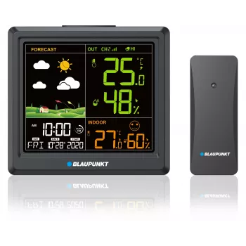 Ilmajaam BLAUPUNKT WS25BK — sise- ja välistemperatuuri ning -niiskuse monitor, must, 1 andur, LCD-ekraan