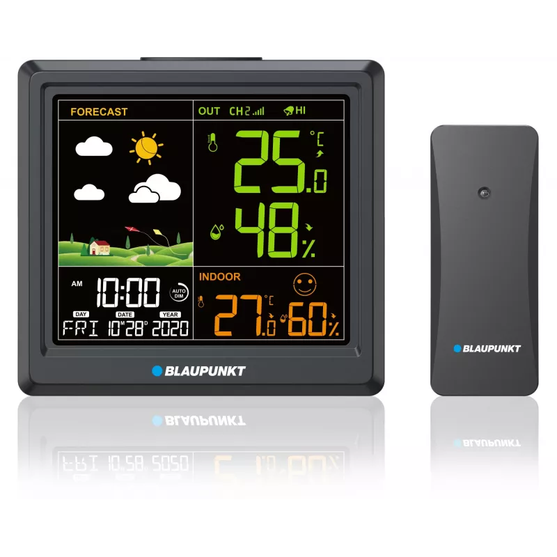 Ilmajaam BLAUPUNKT WS25BK — sise- ja välistemperatuuri ning -niiskuse monitor, must, 1 andur, LCD-ekraan