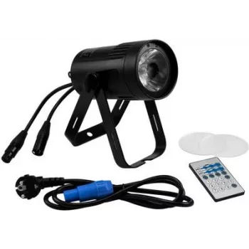 LED-efektvalgusti EUROLITE PST-15W DMX 1 LED — kompaktne lava-/stuudiovalgusti DMX-juhtimisega