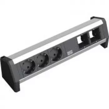 Power Extension Bachmann 3x Schuko 2x GST18 must hõbedane