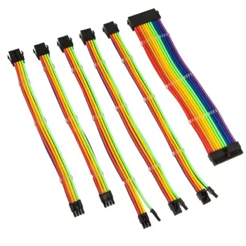 Punutud kaabli pikenduskomplekt Kolink Core Adept — 6-osaline komplekt, PET-kate, vaskjuhtmed, pikkused 300–350 mm