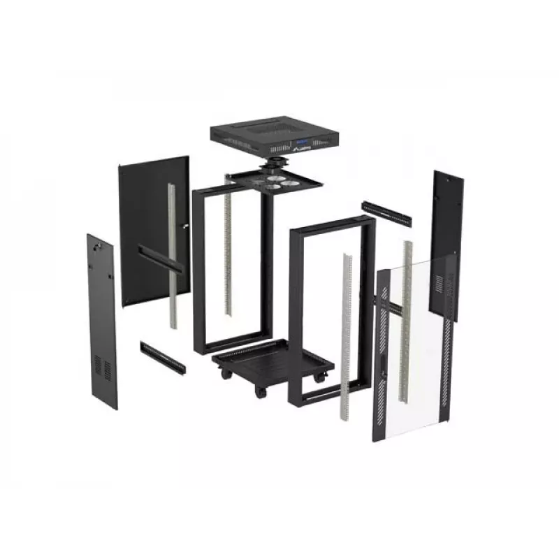 Freestanding rack cabinet LANBERG FF01-6624-12BL 24U 19 inch 600×600 mm, IP20, 1200 kg, must