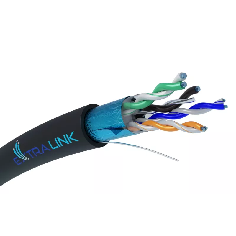 Võrgukaabel Extralink Twisted pair CAT5E FTP Outdoor 305m Must