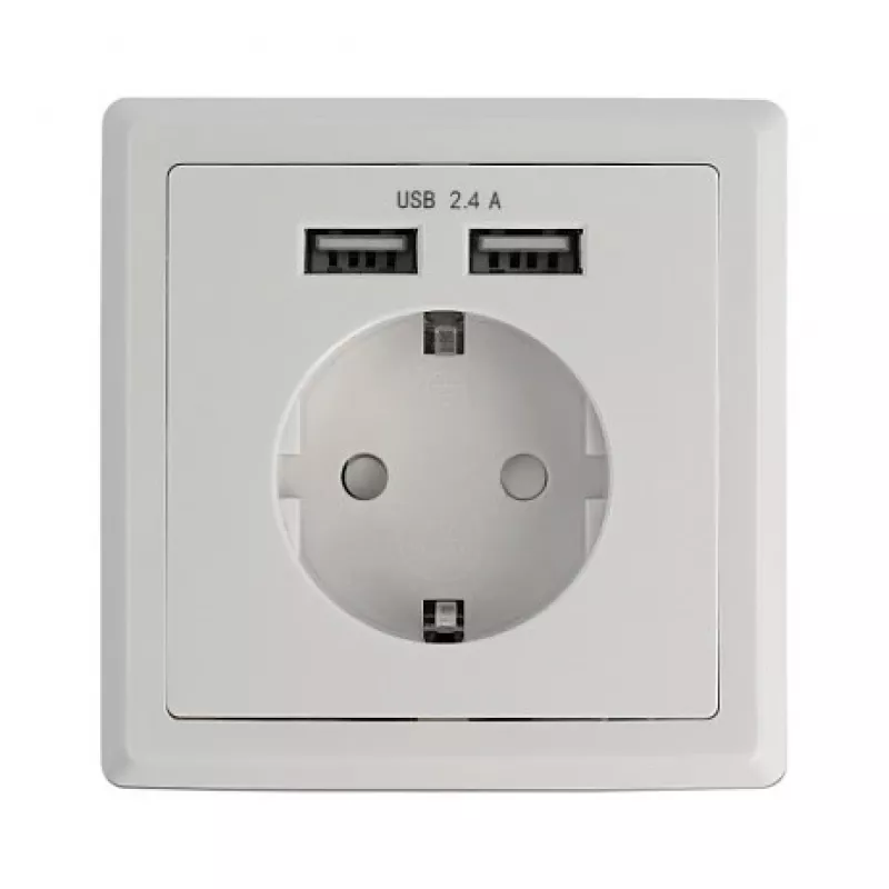 Pistikupesa CEE 7/3 + USB DeLOCK 11471