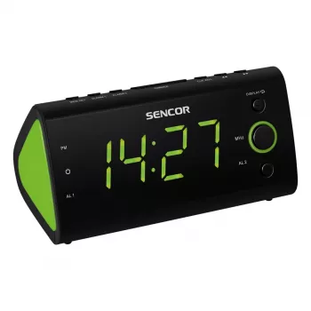 Raadiokell SENCOR SRC 170GN — FM raadiokell kahekordse äratusega, 1,2-tolline LED-ekraan, sisetemperatuur, suikepaus (must)