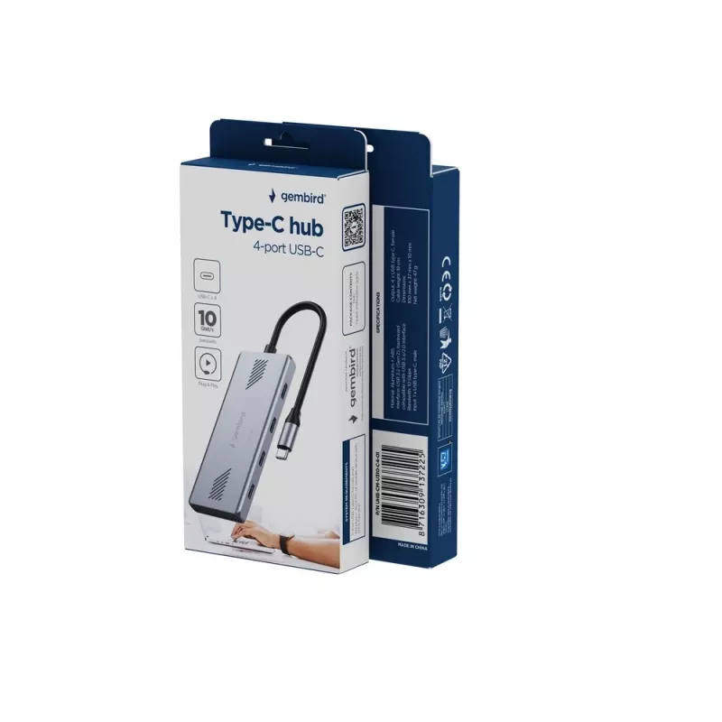 GEMBIRD USB-C 3.2 Gen 2 4‑pordiline jaotur UHB-CM-U310-C4-01