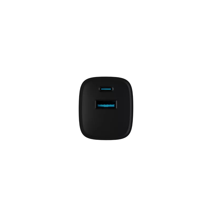 NATEC juhtmega mobiilseadme laadija NUC-2141, 30W, USB-C PD 3.0 + USB-A QC 3.0, 110–240V, must