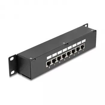 DeLOCK 10-tolline ühenduspaneel 8 pordiga Cat.6 RJ45 must 1U