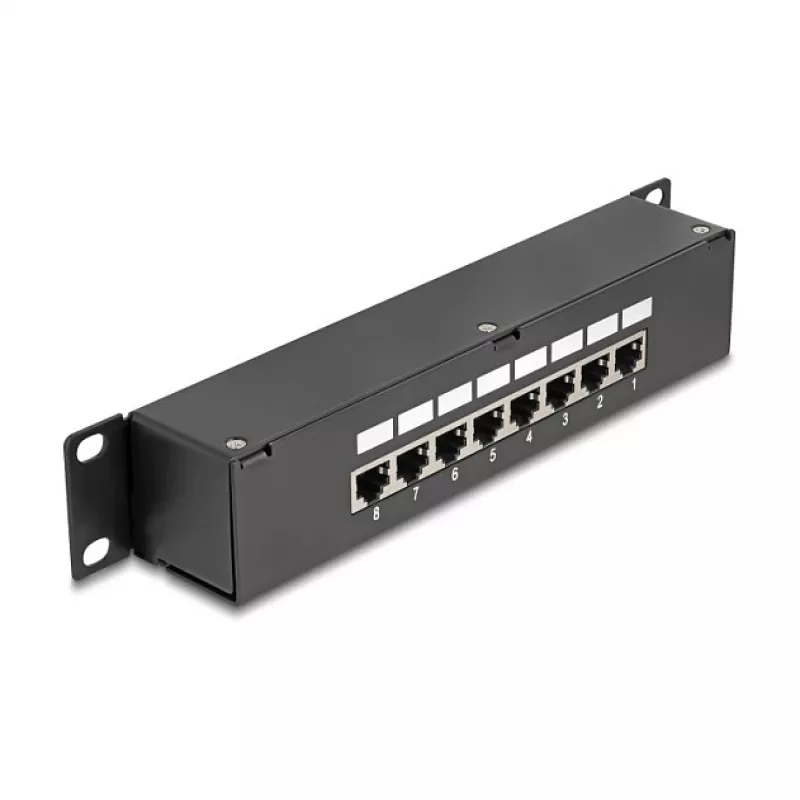 DeLOCK 10-tolline ühenduspaneel 8 pordiga Cat.6 RJ45 must 1U