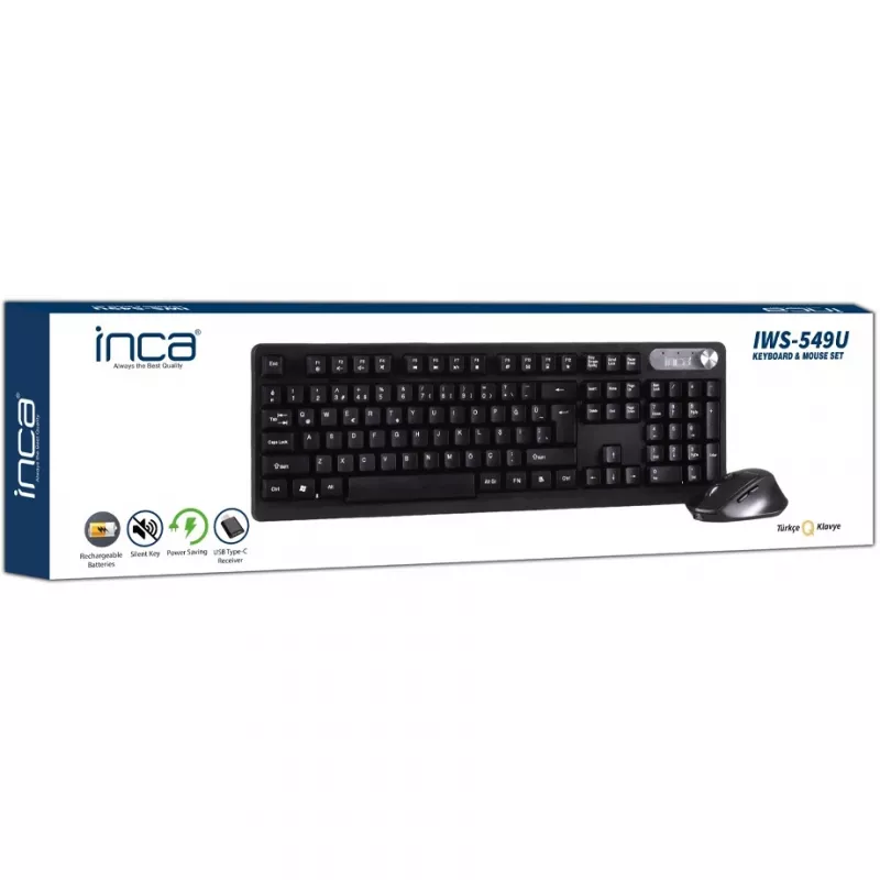 Inca IWS-549U klaviatuur ja hiir koos kontori RF juhtmevaba USB QWERTY türgi must