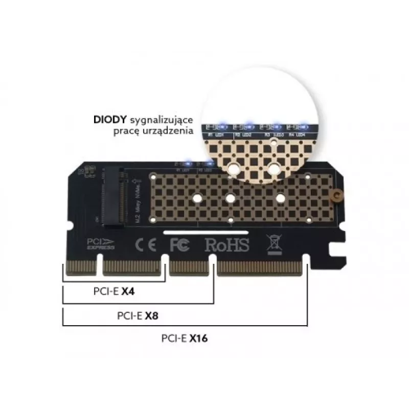 Laienduskaart, adapter M.2 NVMe M-Key PCI-E Savio AK-41