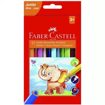 FABER-CASTELL värvilised pliiatsid kolmnurksed Jumbo 5,4 mm 12 tk pappkarp