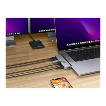 Hyper | HyperDrive DUO PRO 7-in-2 USB-C Hub MacBook Air/Pro 2016-2020 jaoks | Ethernet LAN (RJ-45) pordid 1 | HDMI-portide arv 1