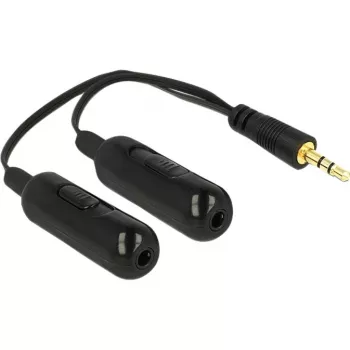 DeLOCK - Audio-Splitter - 30 AWG - Mini-Phone Stereo 3,5 mm (M) - Mini-Phone Stereo 3,5 mm (W) - 19cm - Must (65683)