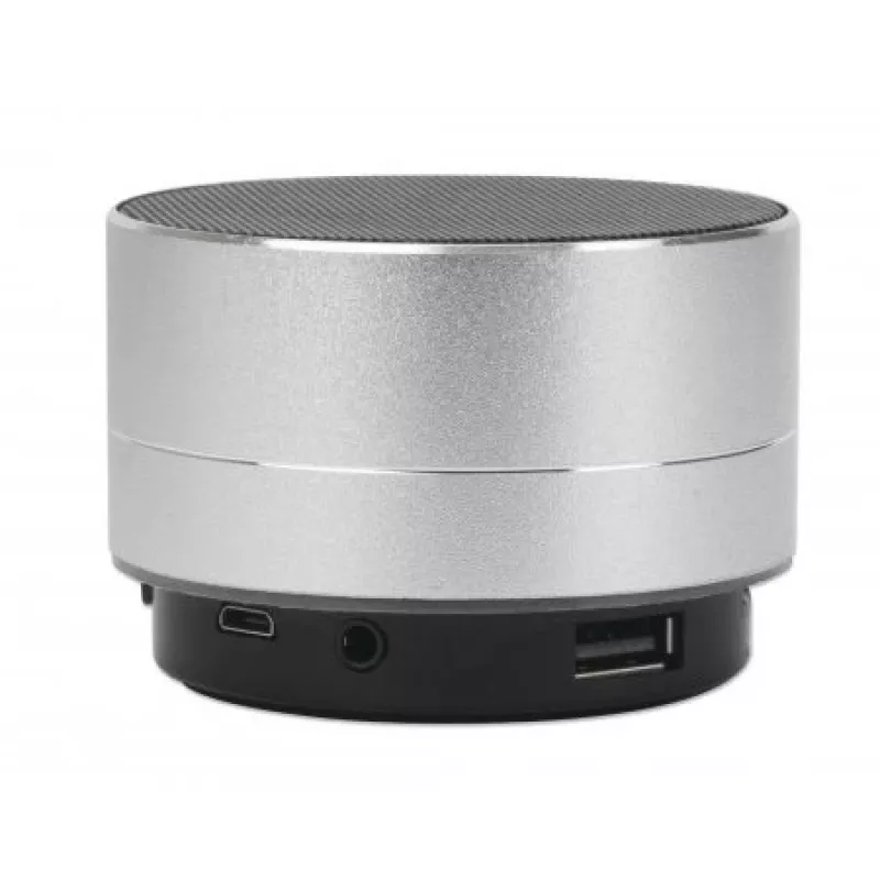 Manhattan Metallic Bluetooth Speaker, pritsmekindel, ulatus 10 m, microSD-kaardilugeja, 3,5 mm lisasisend, kaasas USB-A laadimiskaabel (5 V laadimine), hõbedane, kolmeaastane garantii