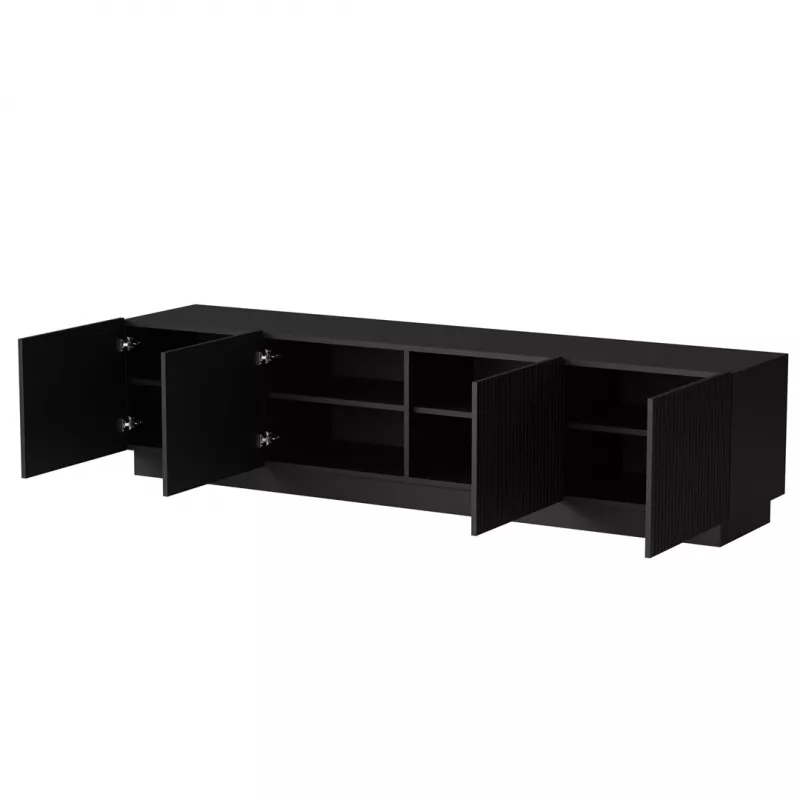 TV-kapp cama meble LIVERTI 2000x420x480 mm, mustast puitlaastplaadist pealispind, must raam