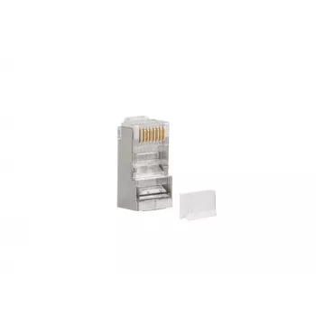 LANBERG RJ-45 juhtmepistik PLS-6000 Cat6 F/UTP läbipaistev valge, 100 tk pakend