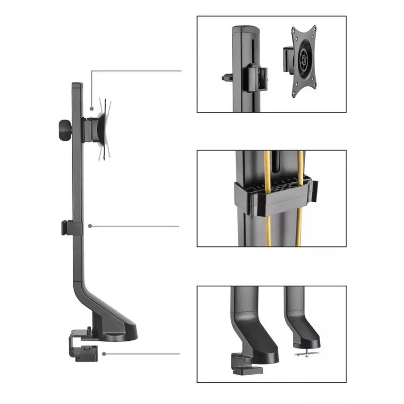 Maclean MC-853 ühe monitori lauakinnitus, arvutilaua kronstein 17–32 tolli, VESA 75x75 100x100, kuni 8 kg (ühe ekraani jaoks)