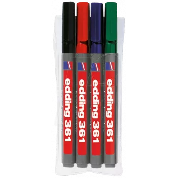 Marker Edding 361 4 tk Fiiberots Must Sinine Roheline Punane