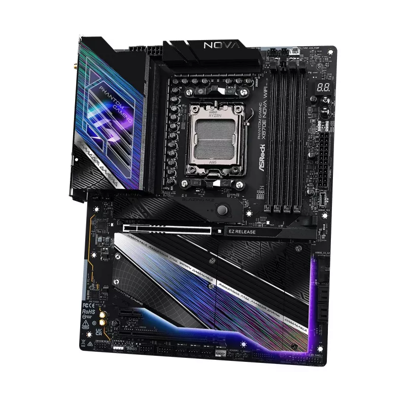 Emaplaat ASRock X870 NOVA WIFI — AMD X870, Socket AM5, ATX, 4× DIMM DDR5, 256GB, Wi‑Fi 6E, 2.5GbE