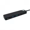 USB-C jaotur HYPER HD4101BKGL — 5 pordiga (USB-C, USB 3.2 Gen1 Type-A, HDMI 4K), 5000 Mbit/s, must
