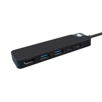 USB-C jaotur HYPER HD4101BKGL — 5 pordiga (USB-C, USB 3.2 Gen1 Type-A, HDMI 4K), 5000 Mbit/s, must