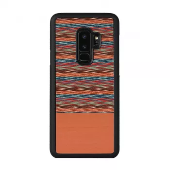 man and wood nutitelefoni ümbris Samsung Galaxy S9 Plus jaoks — pruun ruuduline musta äärisega