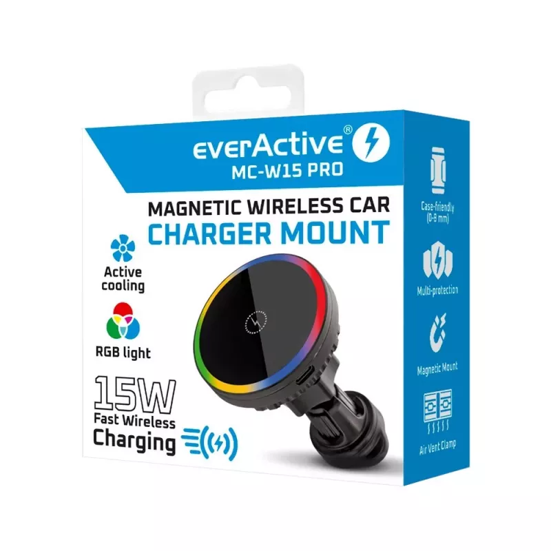 Autohoidik-laadija everActive MC-W15 PRO 15W — juhtmevaba laadimisega autohoidik