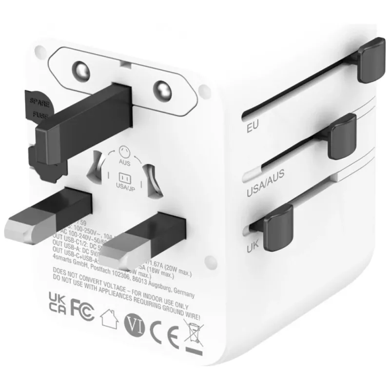 Reisiadapter 20W GaN Nomad 2xUSB-C + 1xA