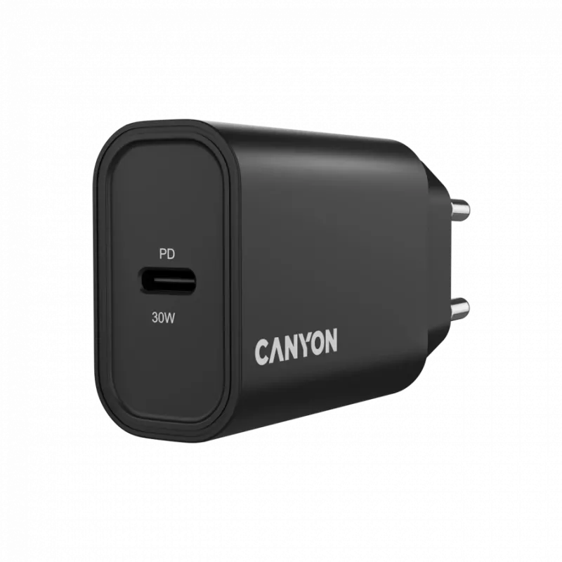Seinalaadija CANYON OnCharge 30CL 30W PD 1-port EU pistik Must
