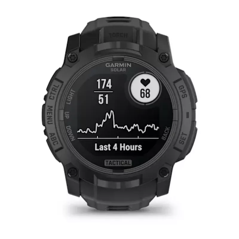 Nutikell GARMIN Instinct — 45 mm, 3,05 cm (1,2-tolline) AMOLED 390×390 puuteekraan, 4 GB, GPS, silikoonrihm must, 53 g