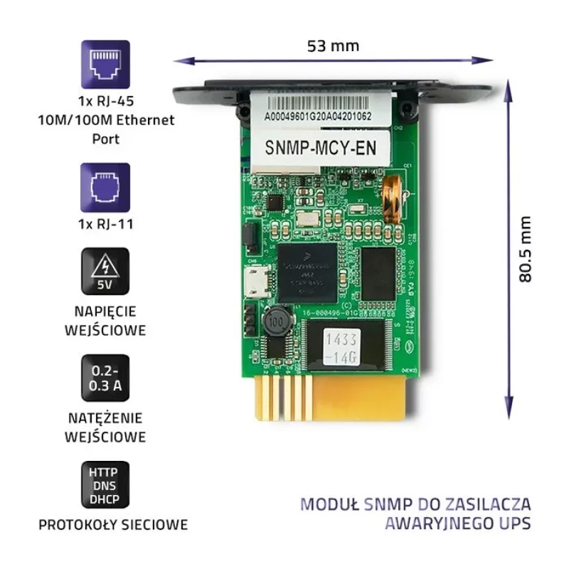 SNMP-moodul QOLTEC 50389 katkematu toiteallika jaoks
