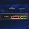 Ethernet PoE-lüliti QOLTEC 52296 — 4x RJ45 PoE-porti, 1x RJ45 üleslink