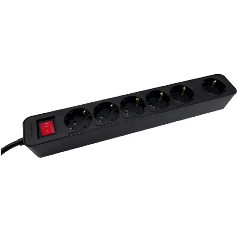 Toitepikendus M-Cab POW0027 3m 6 vahelduvvoolupesa 16A siseruumidesse must