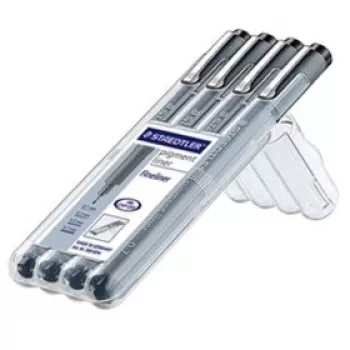 Viltpliiats Staedtler pigment liner 308 Must 4 tk
