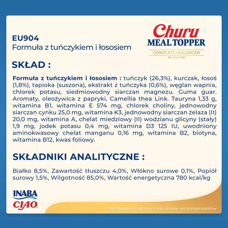 INABA Churu Meal Topper maiused kassidele, tuunikala lõhega, 4 x 14 g