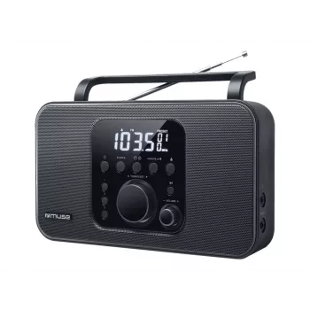 Kaasaskantav raadio Muse M-091 R — FM/AM, LCD-ekraan, toide vahelduvvoolust või AA/D patareidest, pöörlev helitugevus, 1,1 kg, must