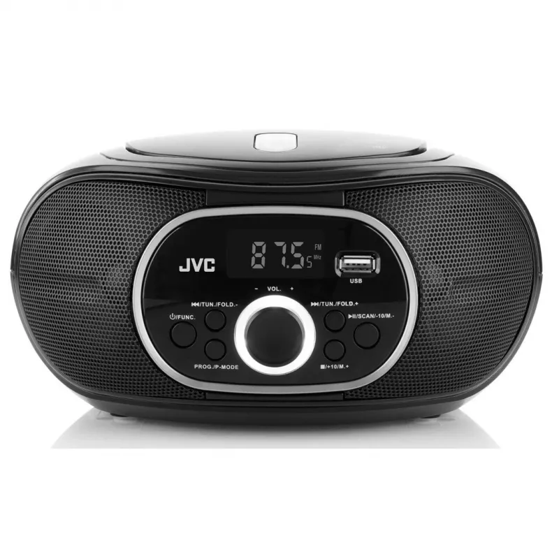 Kaasaskantav CD-mängija JVC RD‑E221B — must, CD/MP3, kassetitekk, USB taasesitus, FM-raadio, AUX, aku-/vooluvõrgu toide