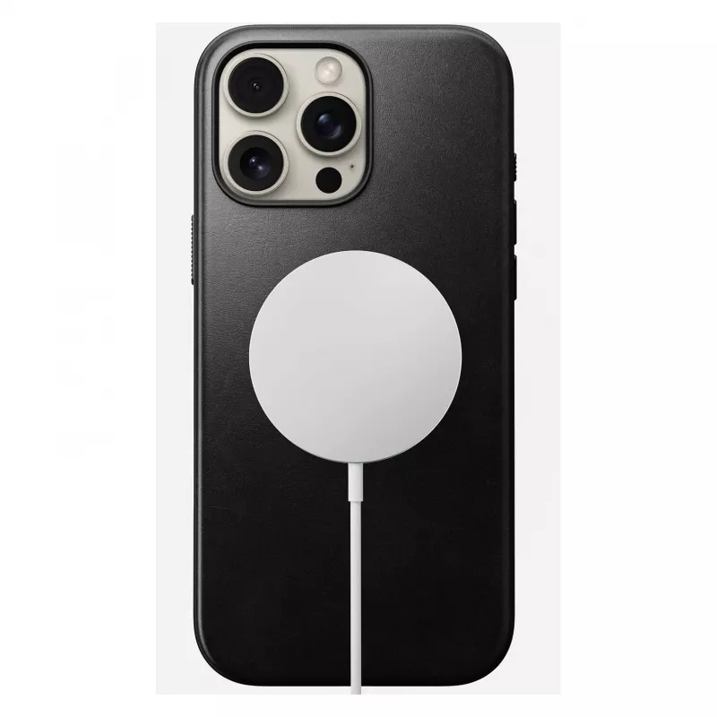 Mobiiltelefoni ümbris Nomad Modern Leather ümbris iPhone 16 Pro Max jaoks, 6,9 tolli (17,5 cm), must, nahk+PC+TPU