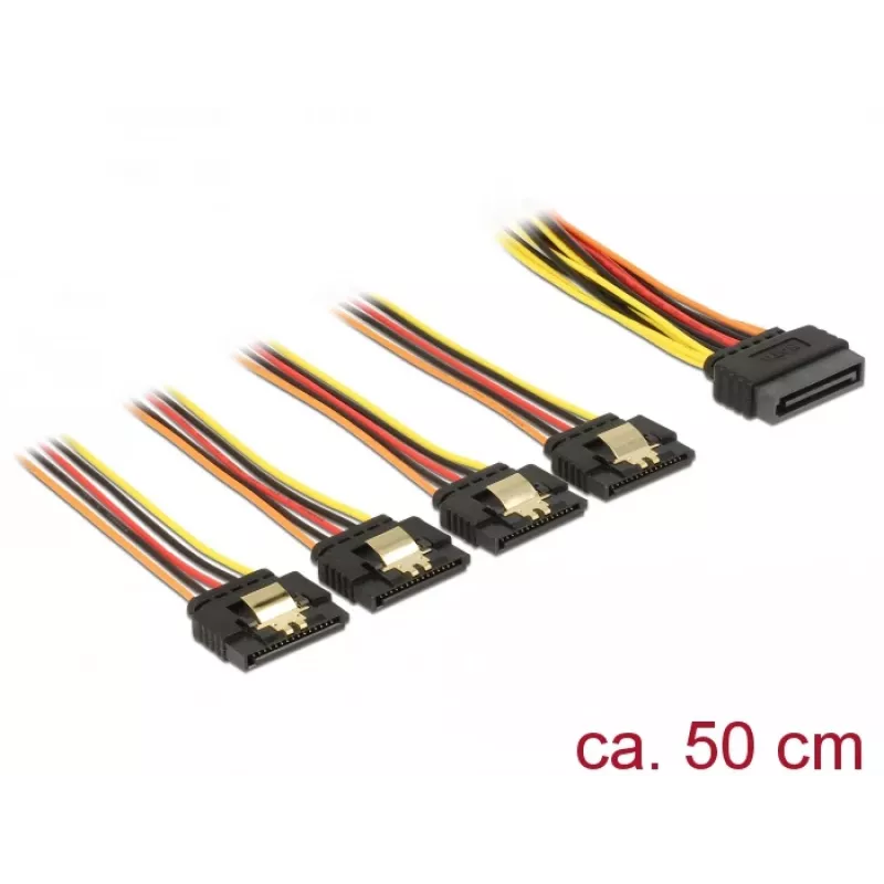 SATA-kaabel DeLOCK 60158 0,5 m SATA 15-kontaktiline 4 x SATA 15-kontaktiline mitmevärviline