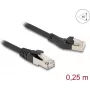 Võrgukaabel DeLOCK RJ45 Cat.8.1 45° vasakule nurga all 0,25 m must