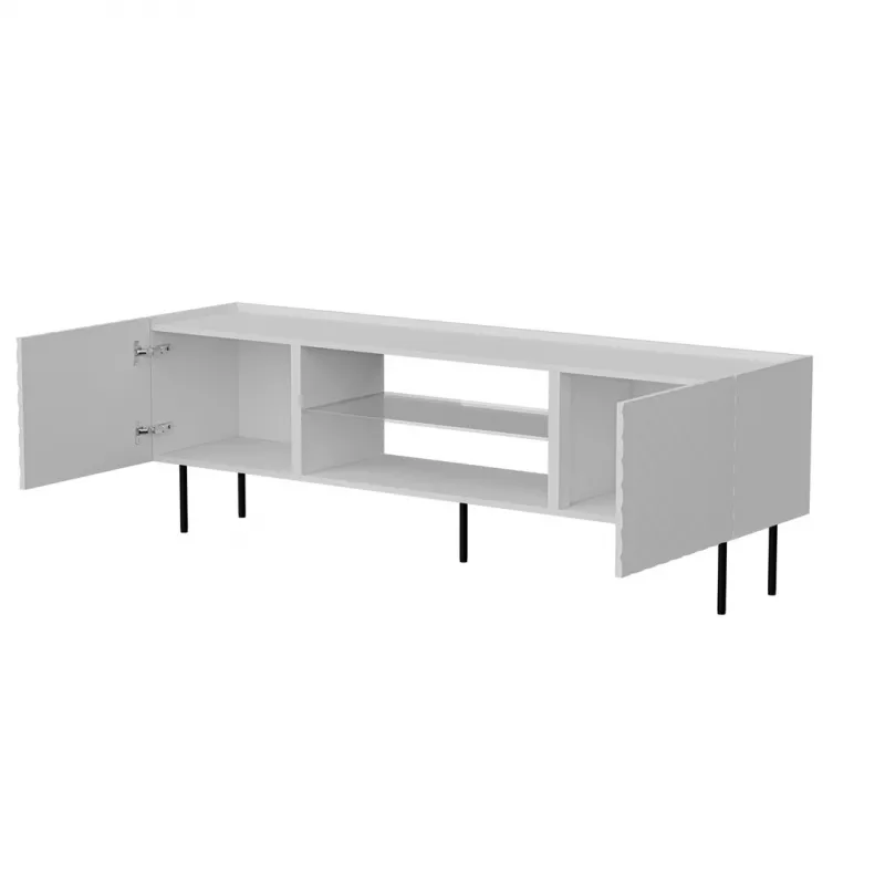 TV-kapp cama meble LUCCA 180x40x59 cm — valge puitlaastplaadist pealispind, valge raam