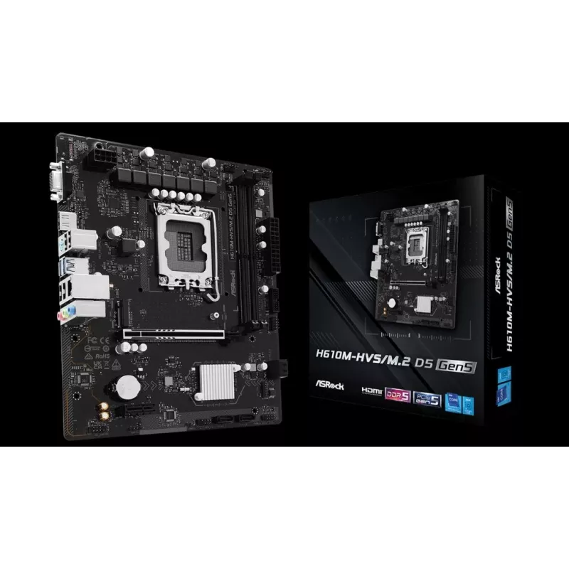 Emaplaat ASRock H610M-HVS/M.2 D5 GEN5 – LGA1700, DDR5, PCIe 5.0, mATX