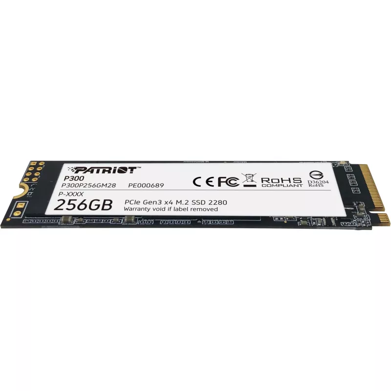 M.2 NVMe SSD PATRIOT P300 256GB — M.2 2280, lugemine 1700 MB/s, kirjutamine 1100 MB/s