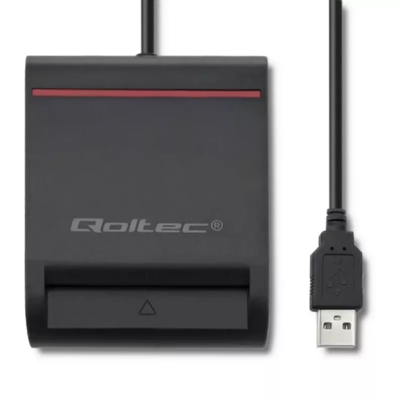 ID-kaardi lugeja QOLTEC Smart chip ID-kaardi skanner — USB, must, 84,5×65×16 mm, 63 g